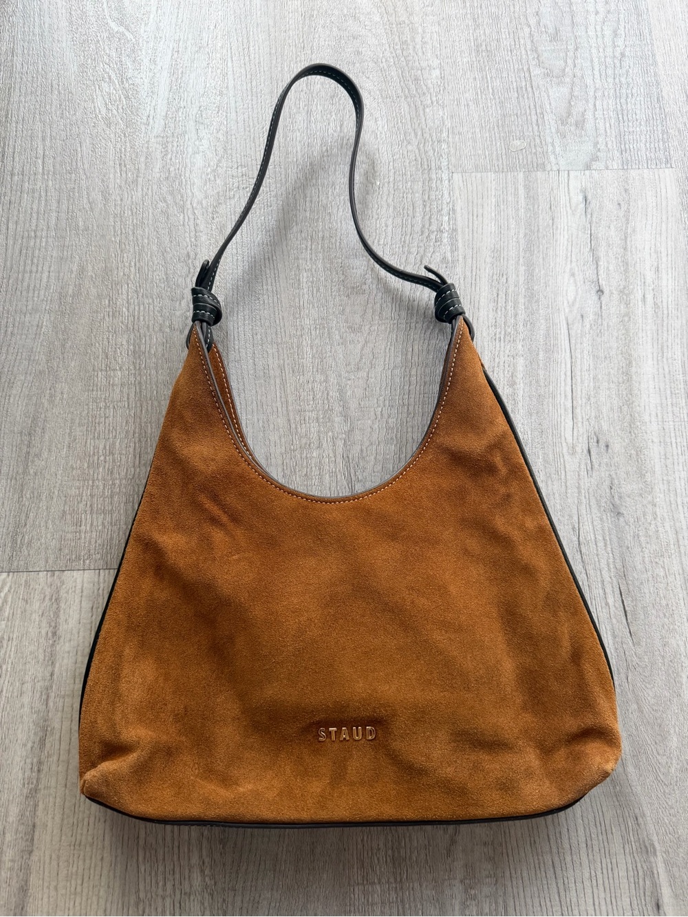STAUD Winona Tan Suede Shoulder Bag